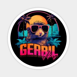 Retro Wave Gerbil Good Vibes Miami Magnet